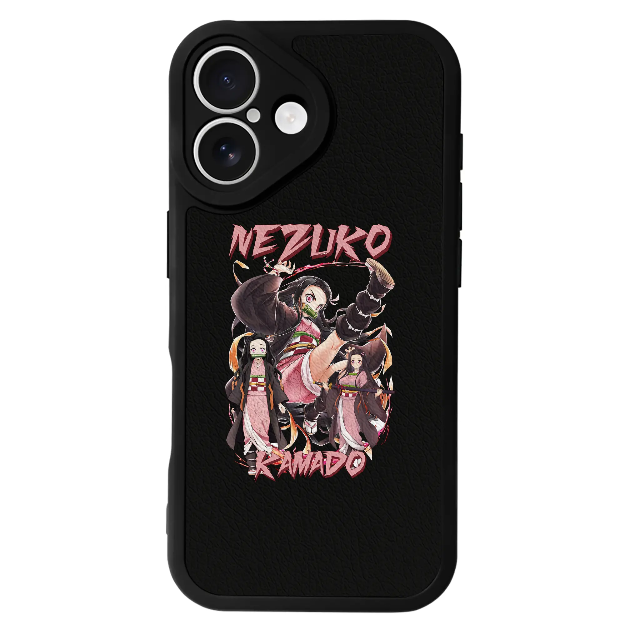 鬼滅の刃 グッズ,竈門 禰豆子 - IPhone 16シリーズ対応 ・ シリコンスマホケース ・ レザー調 ・ 高精度フィット ・ 耐衝撃 ・ ワイヤレス充電対応 ・ 精密カット